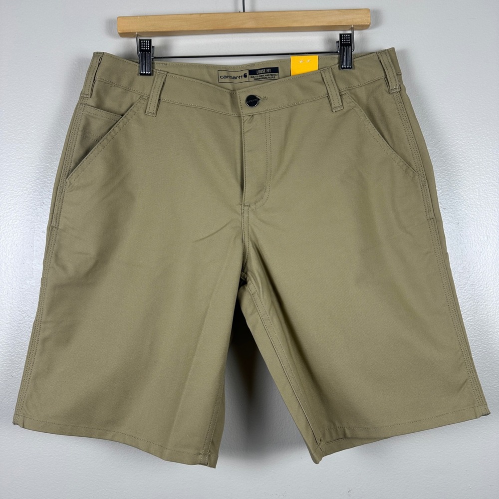 Carhartt Women's 12 Canvas Work Short Tan Rugged Flex Loose Fit Workwear NEW